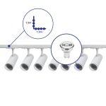 Bright Choice Complete Set 1-Phase Rail L 1,5 x 1,5 Meter White | incl. 7x Spot + GU10 2700K 3W Dimmable + End Cap, Power Connector and L -Connector