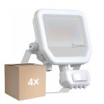 Multipack 4x Ledvance LED Floodlight Aluminium White 17W 2200lm 100D - 830 Warm White | IP65 - Motion And Light Sensor - Symmetrical