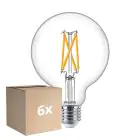 Multipack 6x Philips MASTER Value LED Globe E27 93mm Filament Clear 5.9W 806lm - 922-927 Extra Warm White | Best Colour Rendering - Dimmable - Replaces 60W