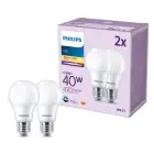 Multipack 2x Philips Bulb LED E27 Pear Frosted 5W 470lm - 827 Extra Warm White
